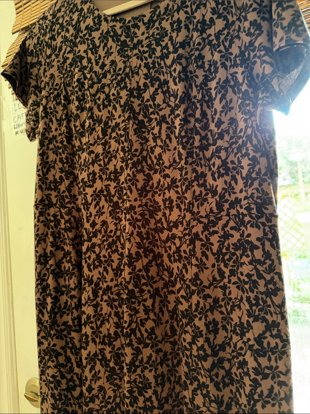 J. Jill Brown Midi Dress with Black Floral Print
